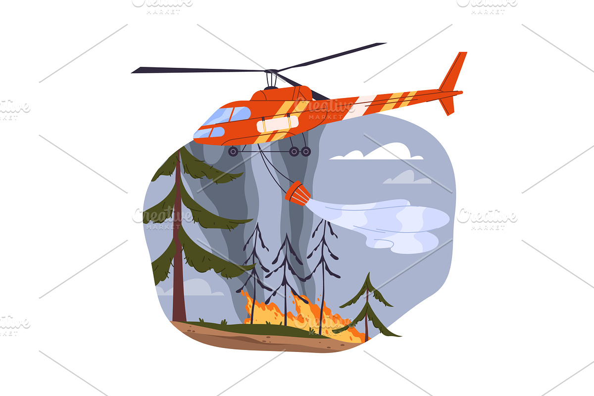 Vector helicopter extinguishing, an Illustration by Elegant Solution