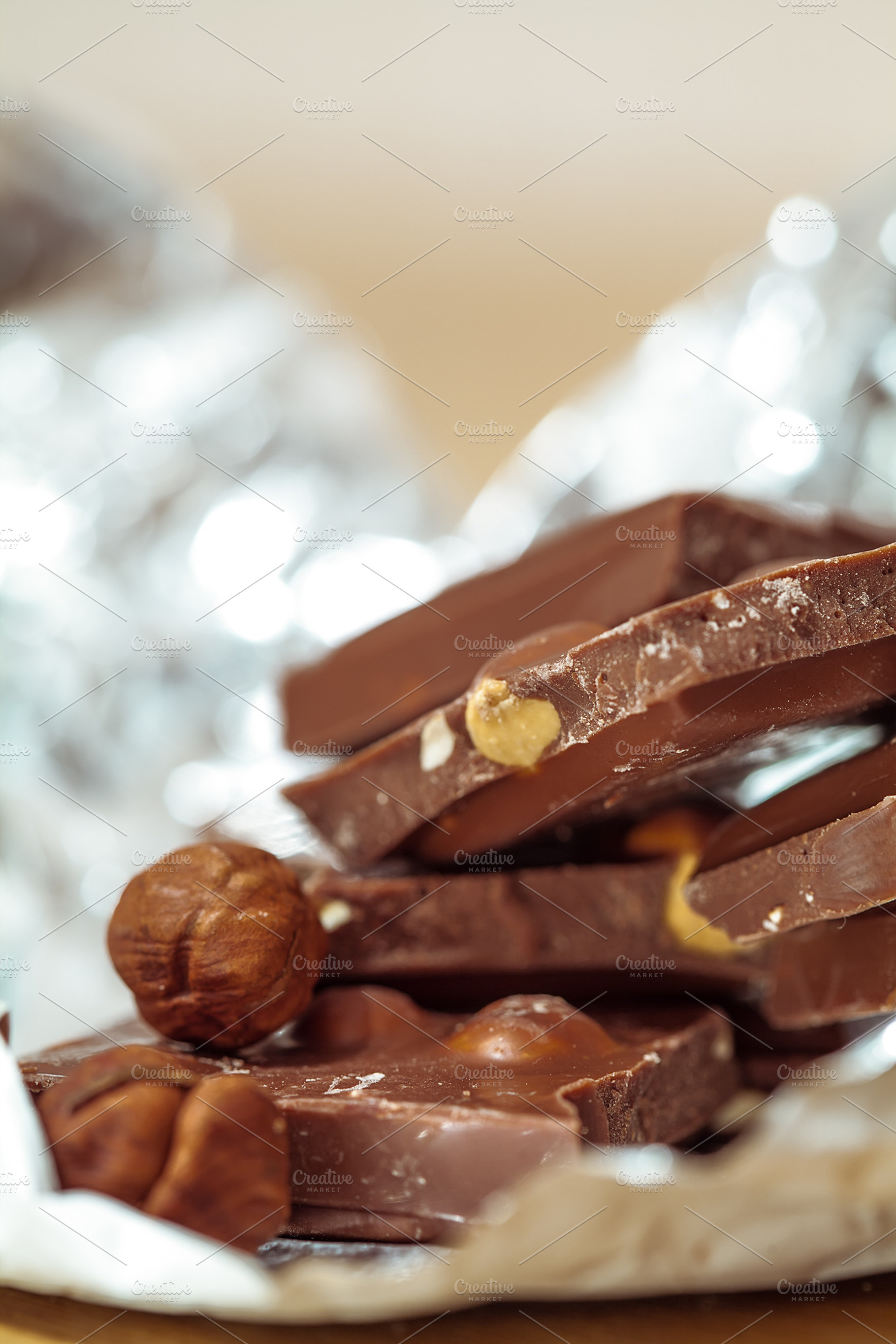 Milk Chocolate Pieces With Nuts On F