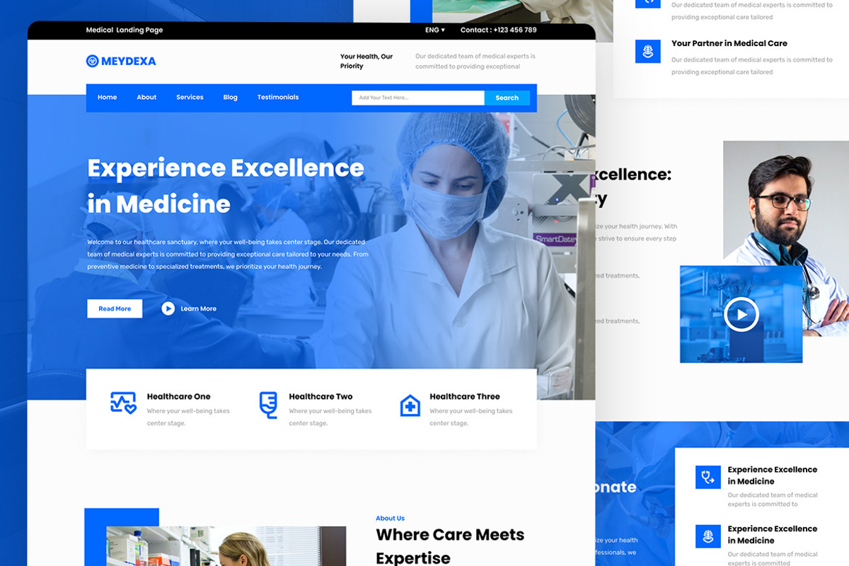 Medical Healthcare Landing Page, an UI Kit Template by ENATIVE (Photo 2 of 4)
