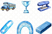 Blue School Clipart, an Illustration by Black Bird Studio (Thumbnail 5 of 6)