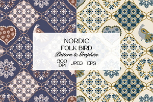 Folk Bird Seamless Pattern Bundle, a Pattern Graphic by StudioGlouna