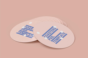 3d Circular Coasters Mockup