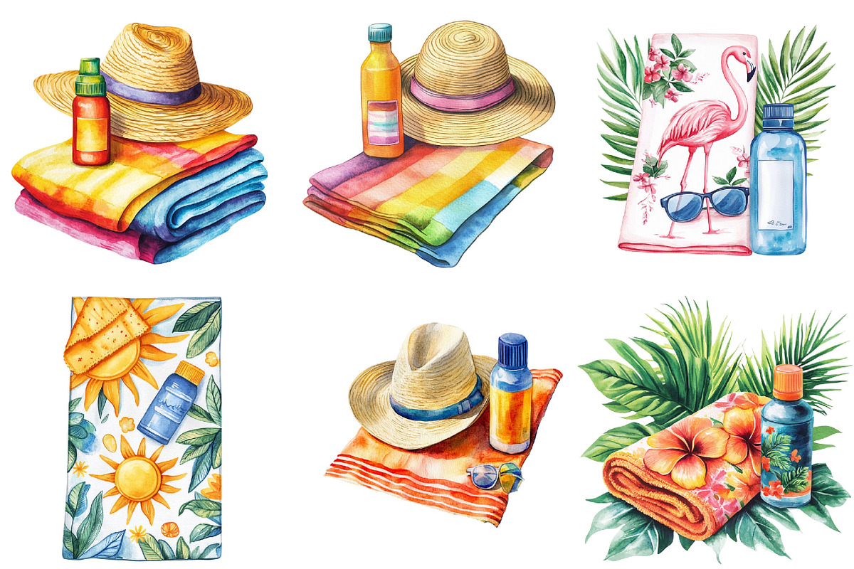 Poolside accessories Clipart Bundle, an Illustration by Pixels.Craft (Photo 3 of 8)