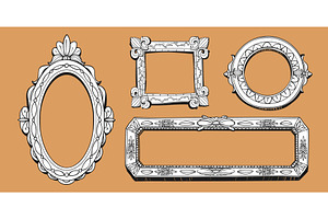 Hand drawn baroque frames set, an Illustration by art PVP - market