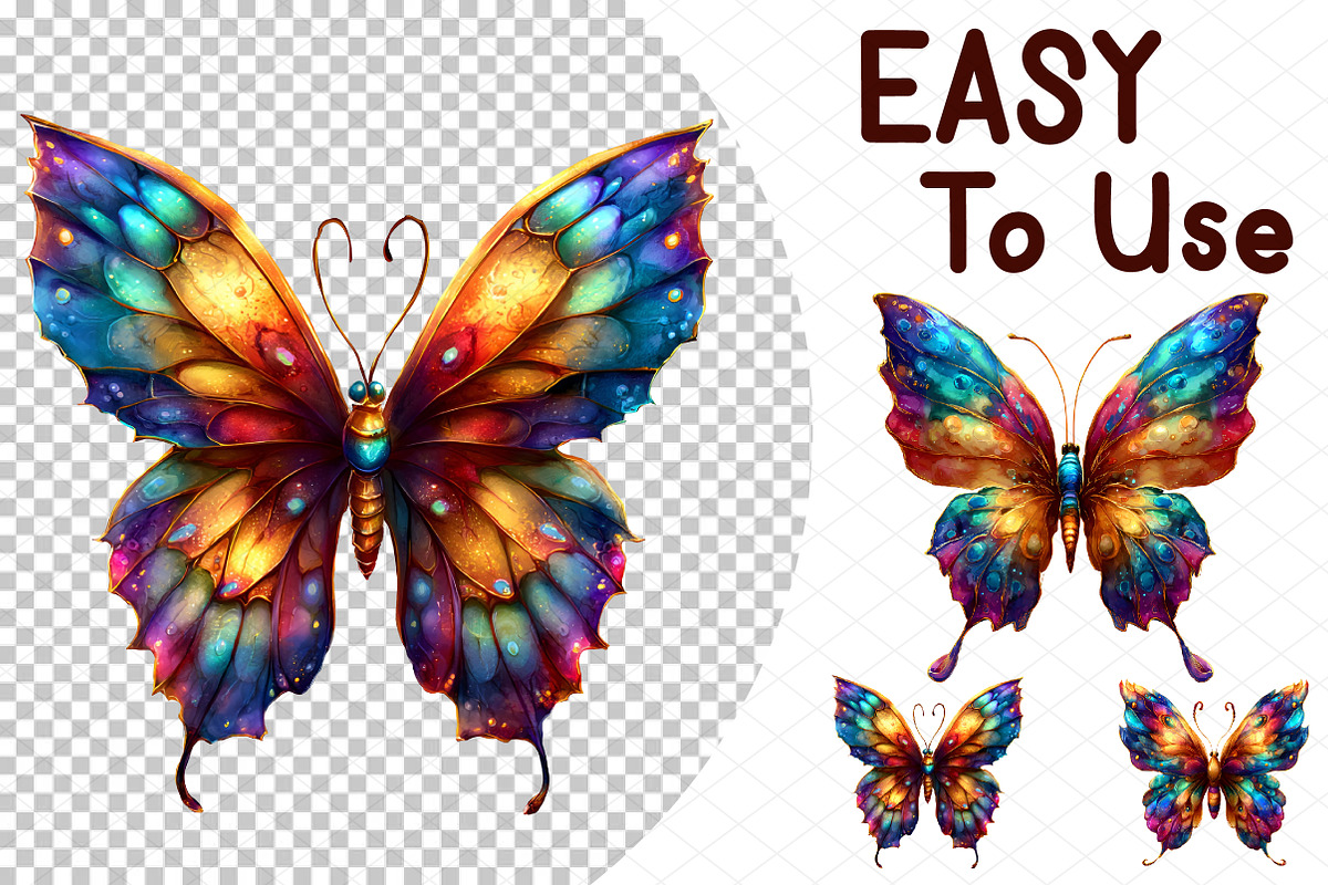Intricate Rainbow Butterflies Clipar, an Illustration by cherrydesign (Photo 4 of 4)