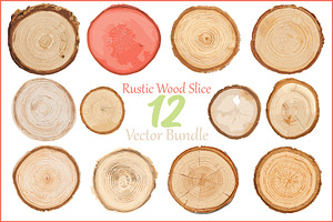 Rustic Wood Slice Vector Clipart Set, an Illustration by BIPLOB EXPERT