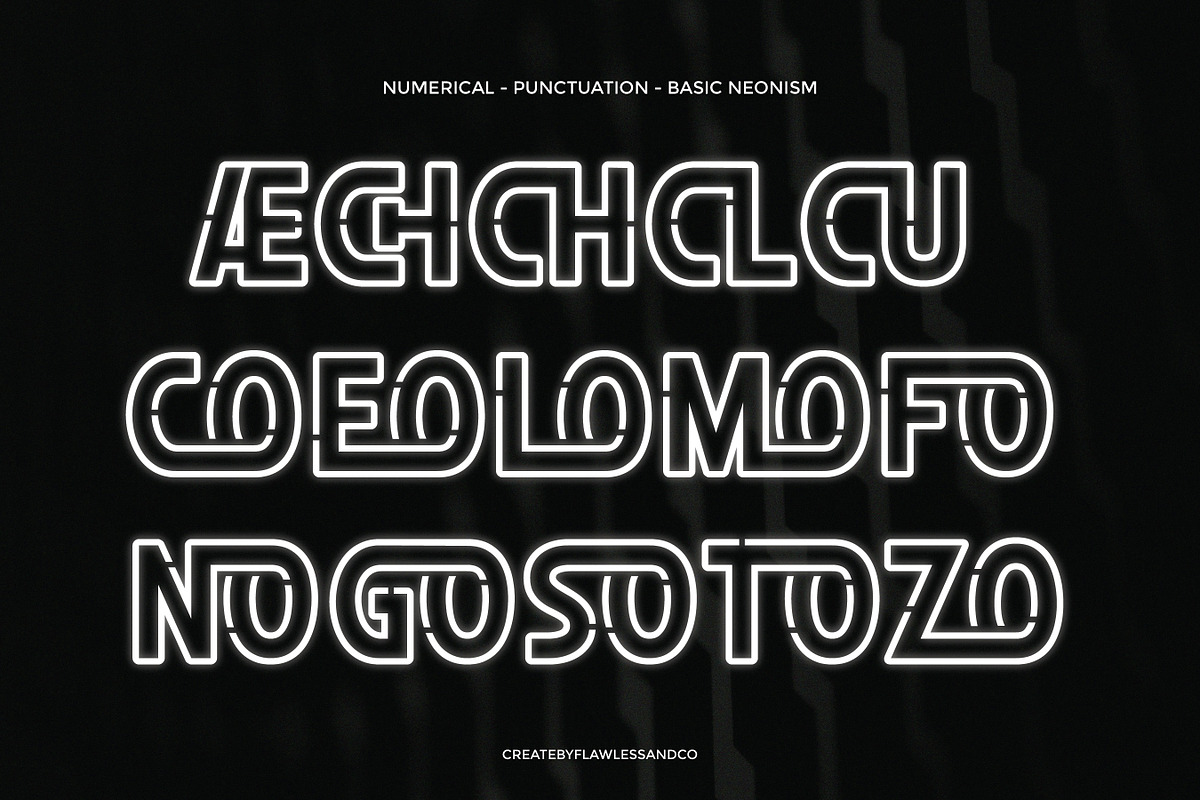 Neonism – Futuristic Neon Typeface, a Font by Flawless And Co (Photo 9 of 10)
