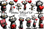 Valentines Whimsical Cat Clipart, an Illustration by CreationArt (Thumbnail 1 of 6)