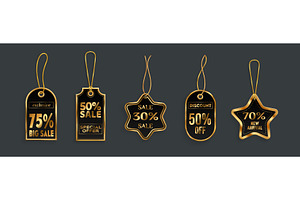 Gold discount badge collection, an Object Illustration by art PVP - market