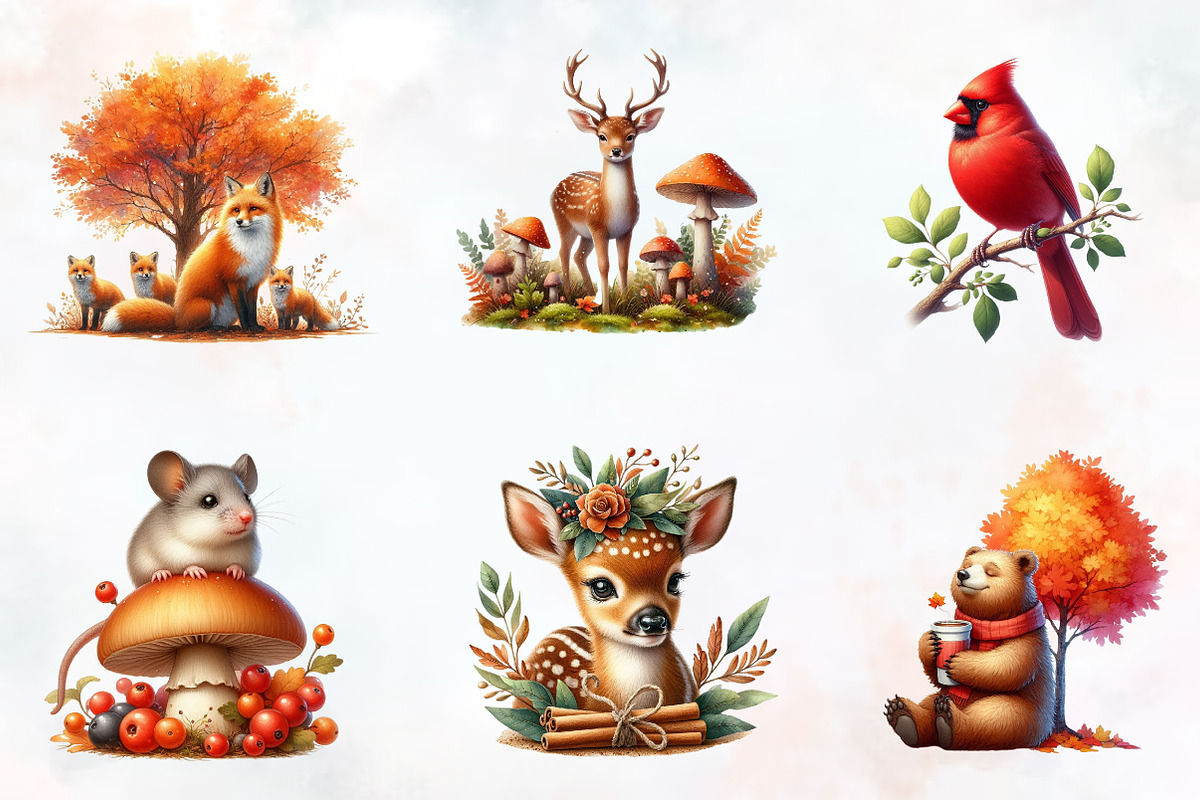 Autumn Forest Animals Sublimation, a Seasonal Illustration by RobertsArt (Photo 5 of 7)