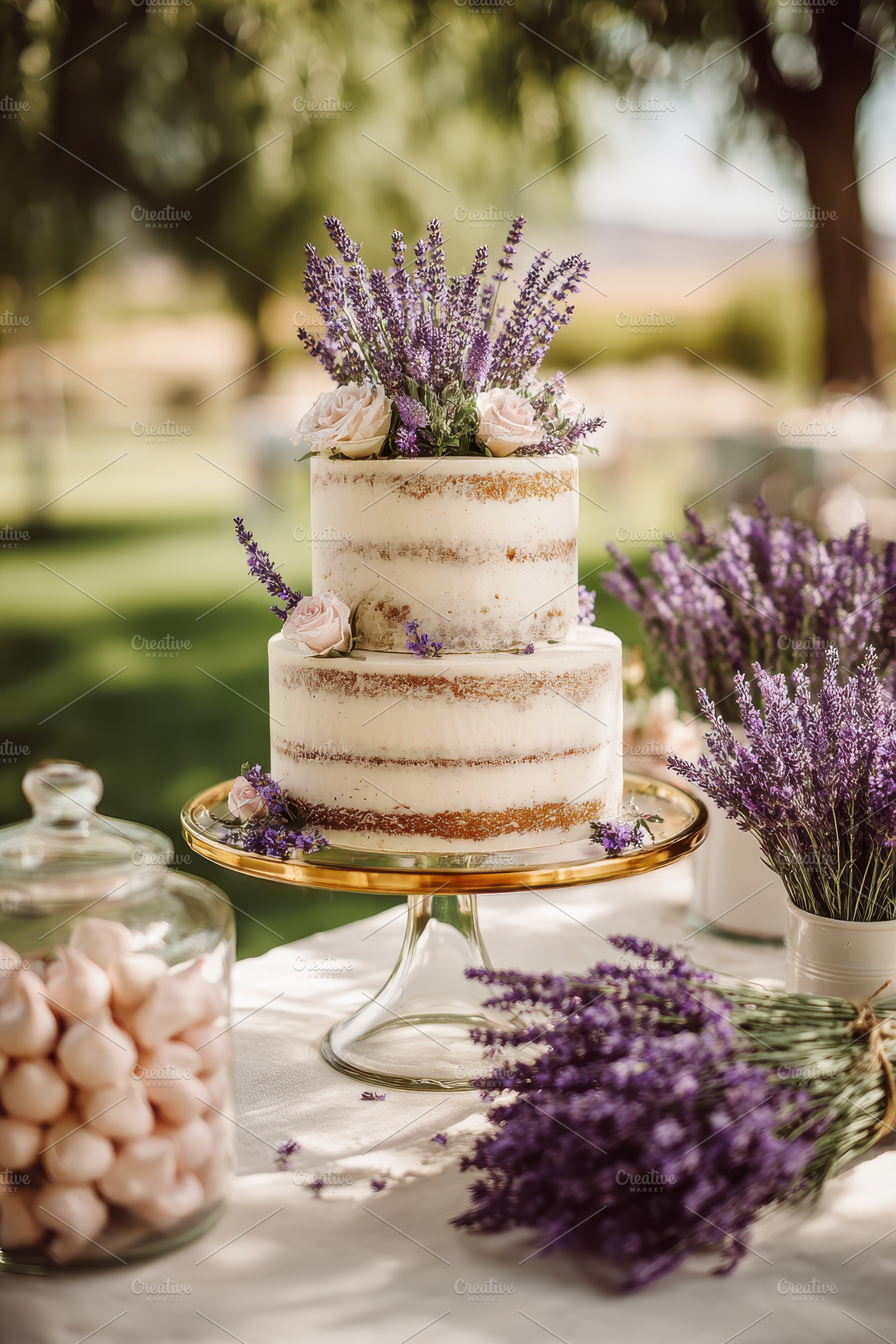 Lavender adorned two tiered naked ca, a Photo by Pixeness Studio