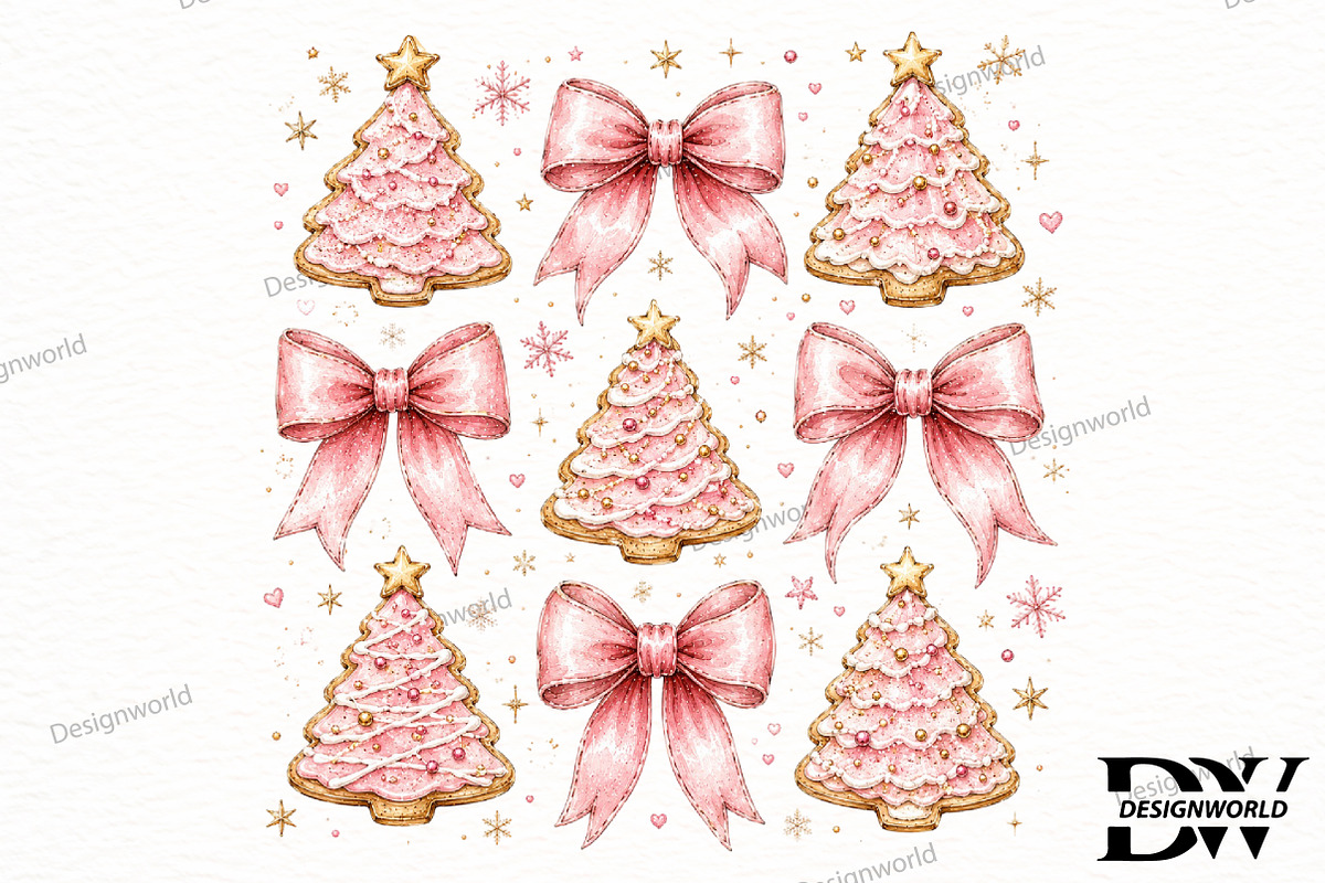 Pink Coquette Christmas Cake PNG, a Seasonal Illustration by Designworld (Photo 1 of 4)