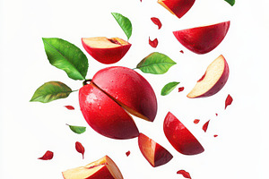 Red mango fruit with green leaf and, a Food & Drink Photo by Pixeness Studio