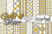 Gold & Silver Pattern Digital Papers, a Pattern Graphic by Scrapbook Gems (Thumbnail 1 of 3)