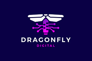 Dragonfly Tech Logo Vector Icon