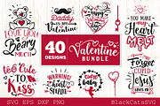 Valentines Day SVG bundle 40 designs, an Illustration by BlackCatsMedia (Thumbnail 5 of 6)