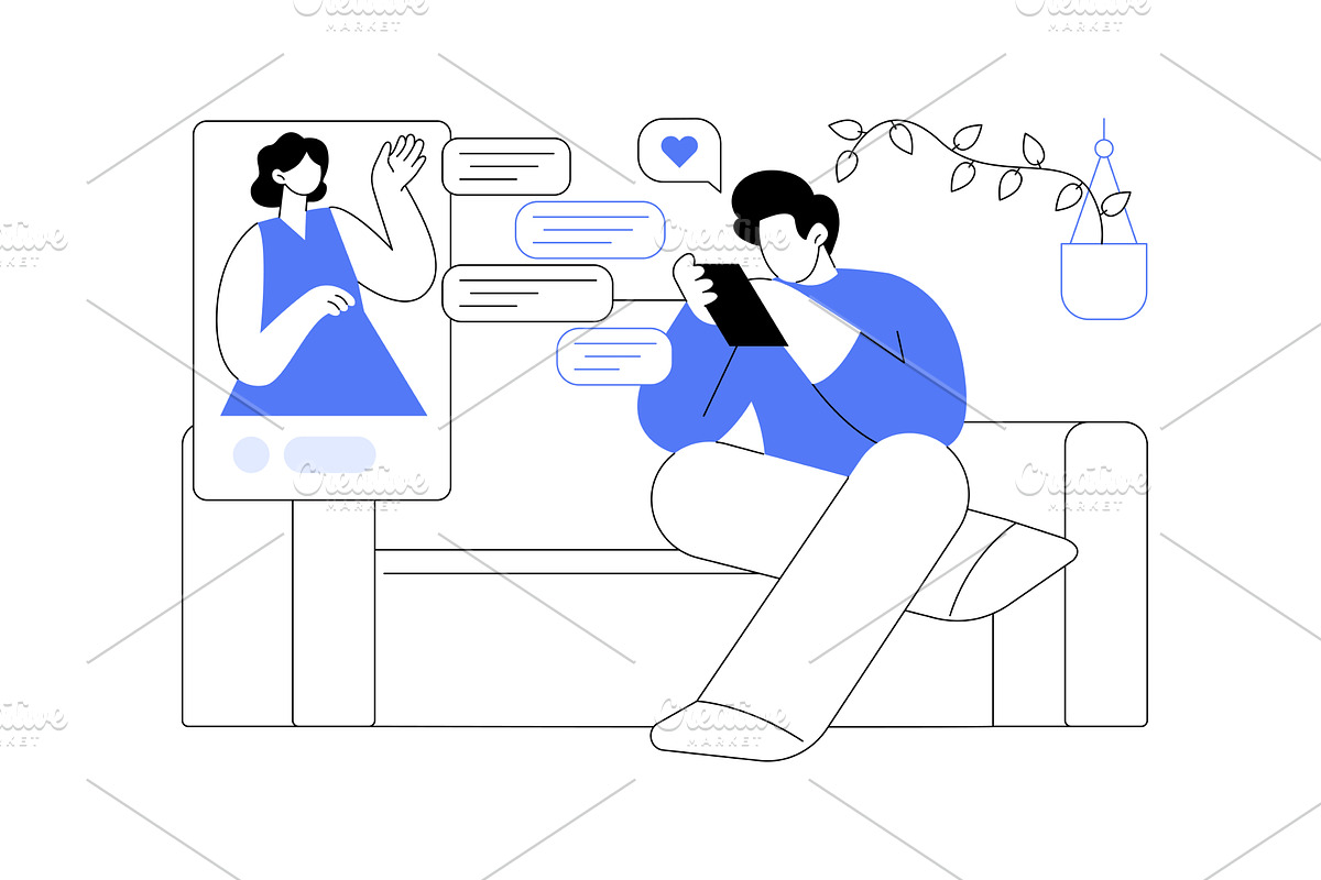 Chatting in the dating app isolated, a Person Illustration by Visual Generation
