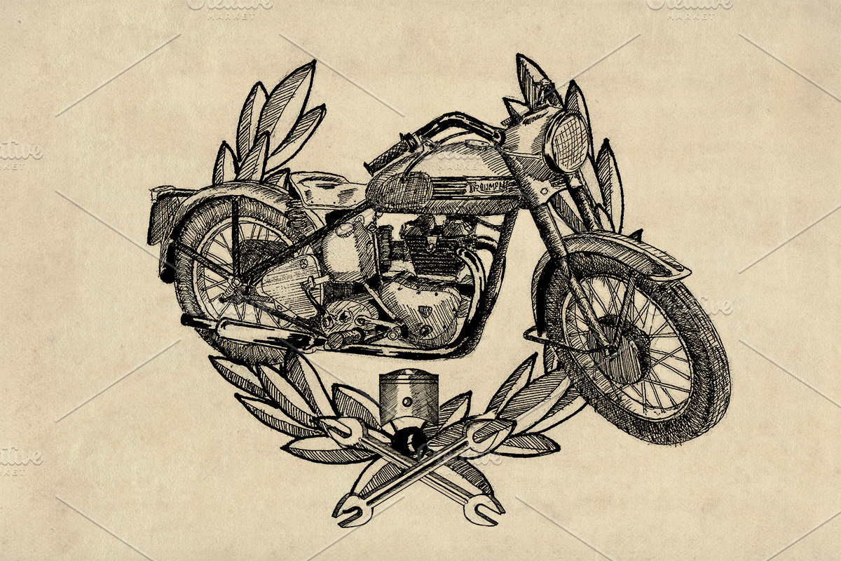 Vintage British Motorcycle Drawings, an Illustration by Doggy Days (Photo 3 of 8)