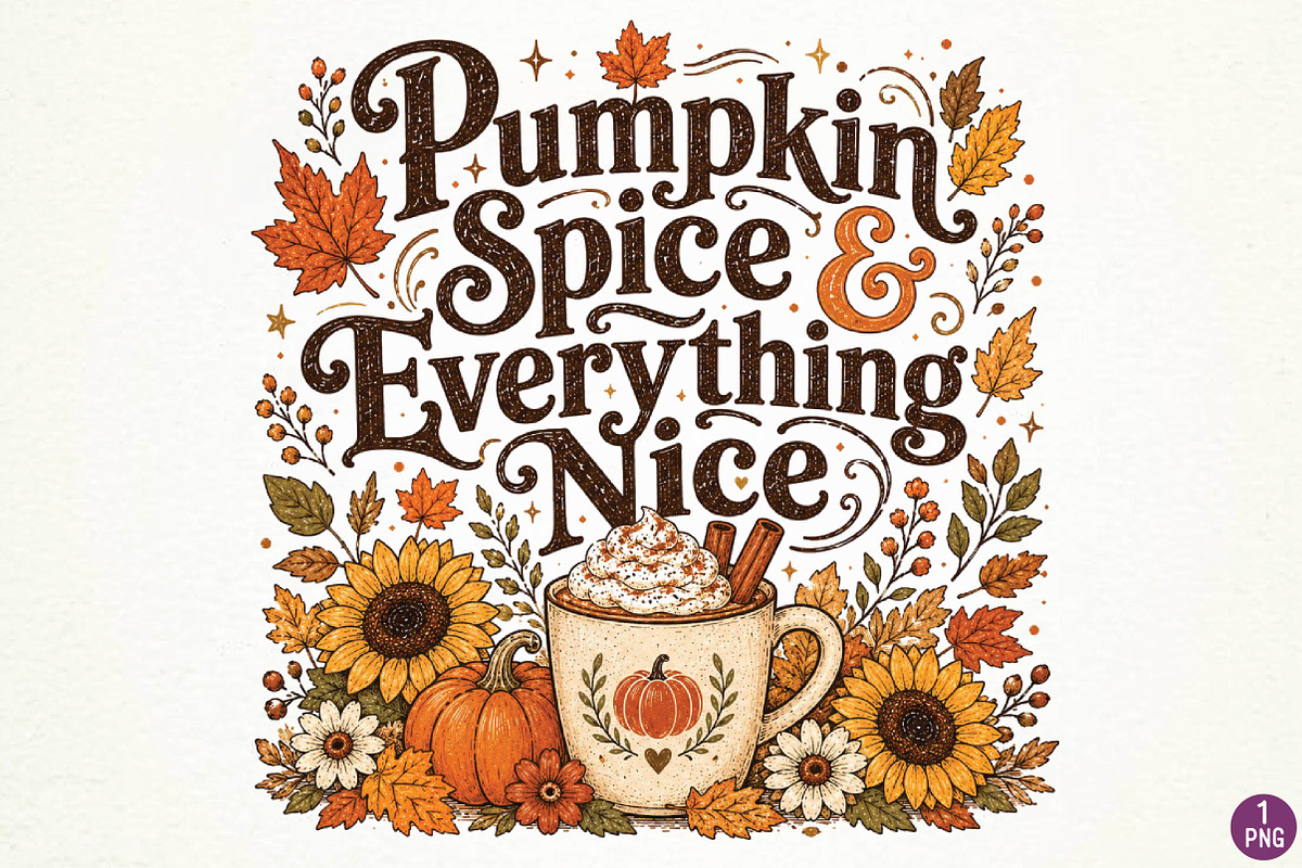 Cozy Fall Sublimation PNG, a Seasonal Illustration by DreamPrint404 (Photo 1 of 6)