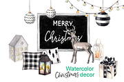 Watercolor Christmas decor., a Decorative Illustration by yulia.sukhanova (Thumbnail 1 of 4)