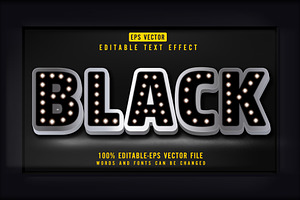 Black 3d Editable Text Vector Effect