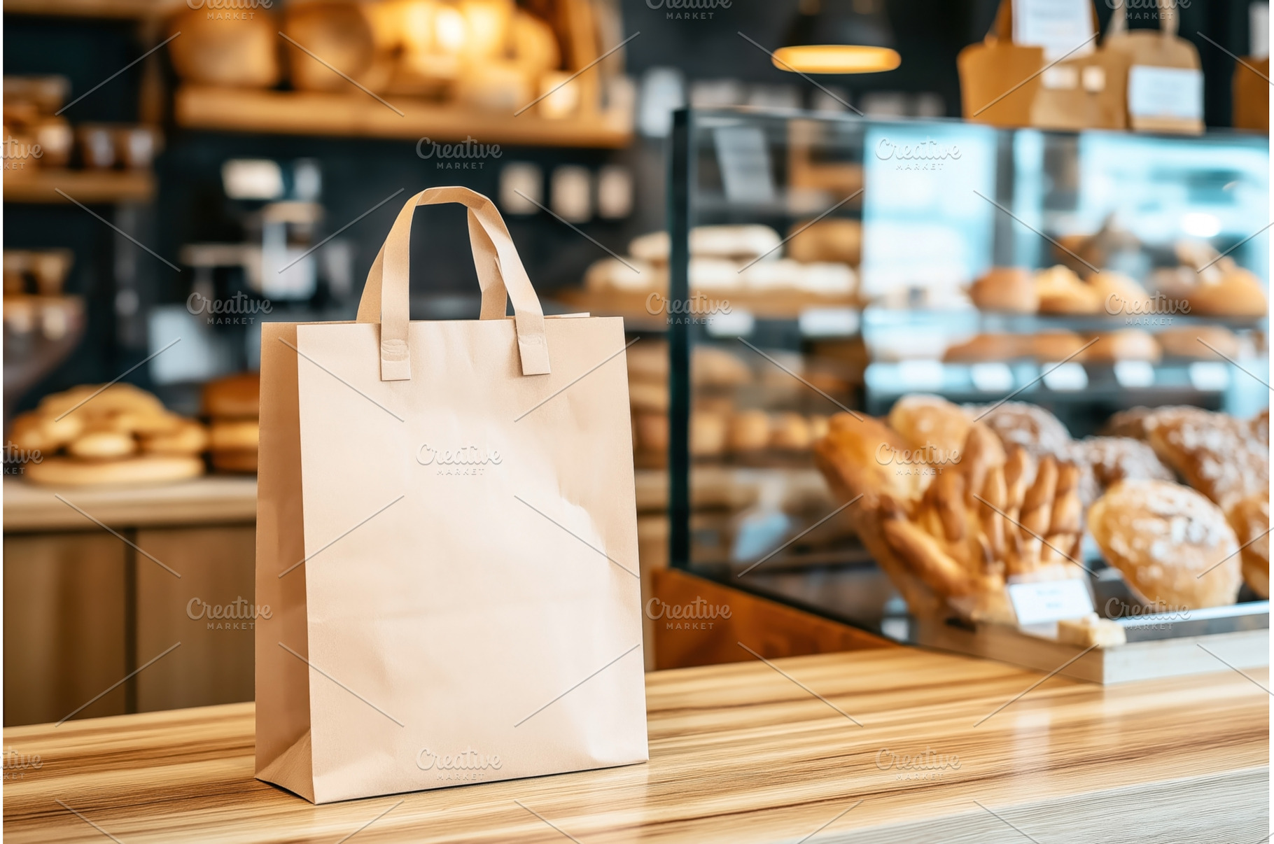 A blank brown paper bag with handles, a Background Photo by Sergey Kotenev