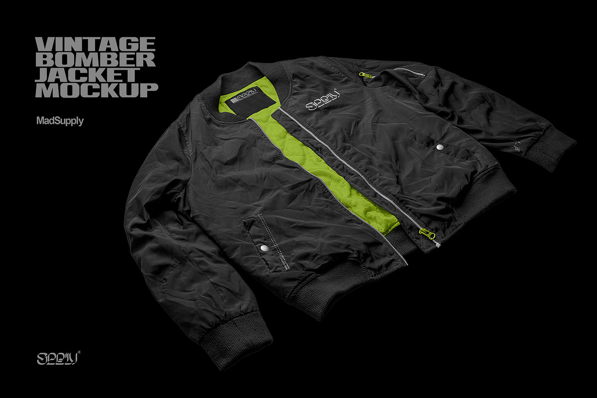 Vintage Bomber Jacket Mockup, a Hoody Mockup by Mad Supply (Photo 1 of 7)
