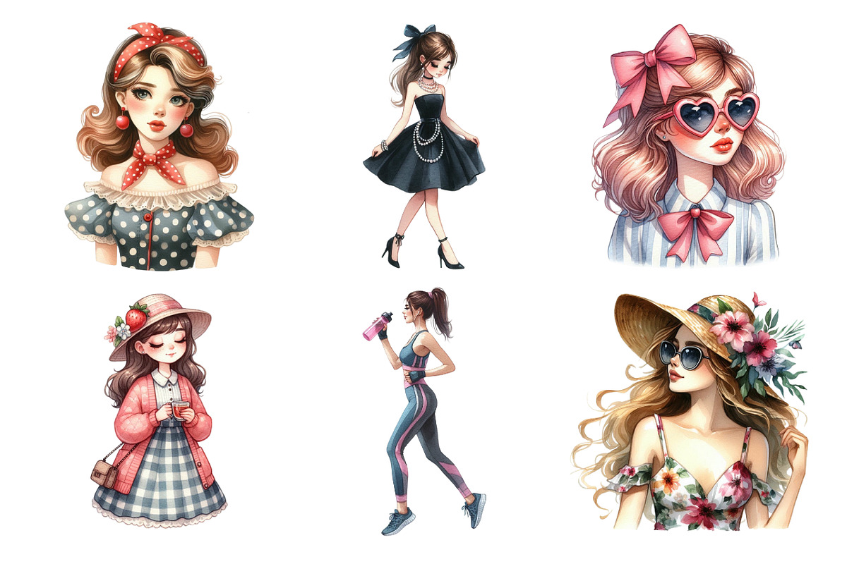 Watercolor Fashion Girl Clipart, an Illustration by Daily.Designs (Photo 3 of 5)