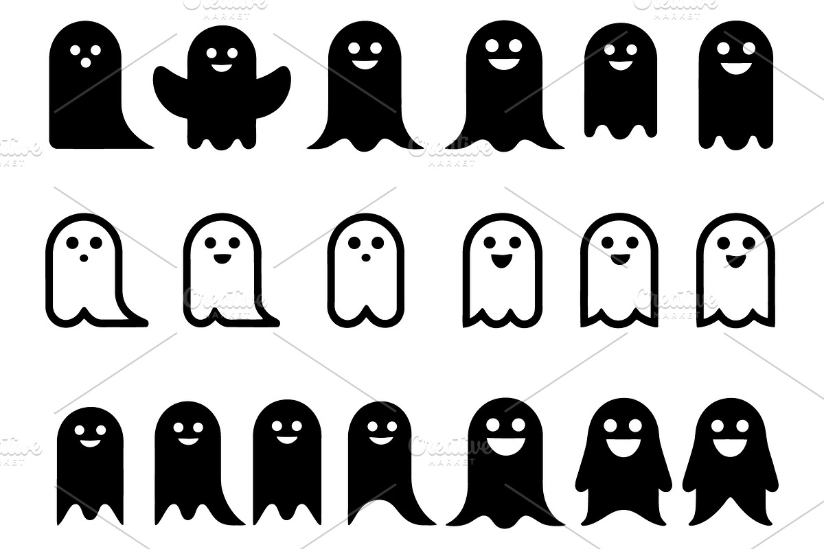 Spooky Ghost Vector Icons, an Outline Icon by Vectorium Studio