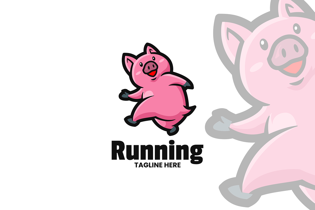 Running Pig Mascot Logo Design., a Design Template by VectorCraft