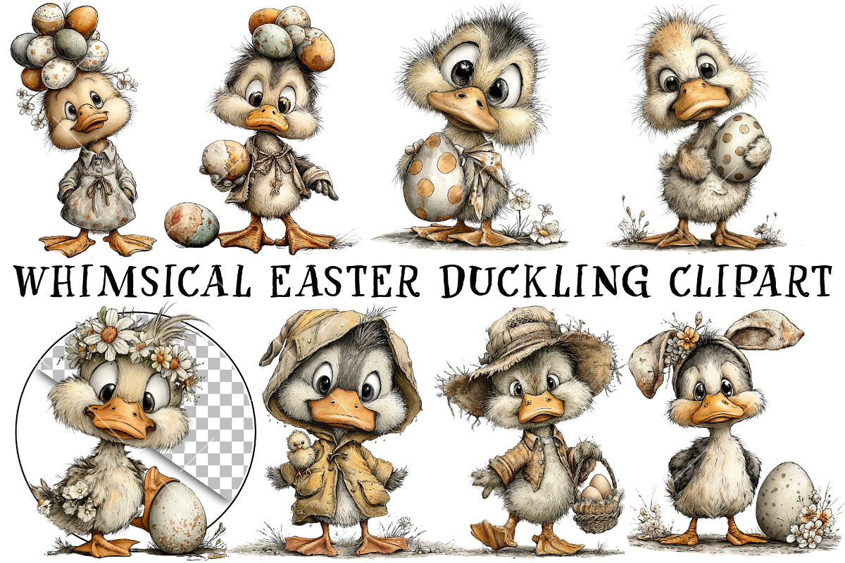 Whimsical Easter Duckling Clipart, an Illustration by OK Design (Photo 2 of 6)
