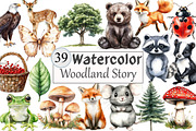 Watercolor Woodland Story Clipart, a Seasonal Illustration by Design Market (Thumbnail 1 of 4)