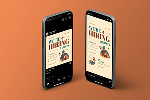 Brown Simple Barista Hiring Flyer