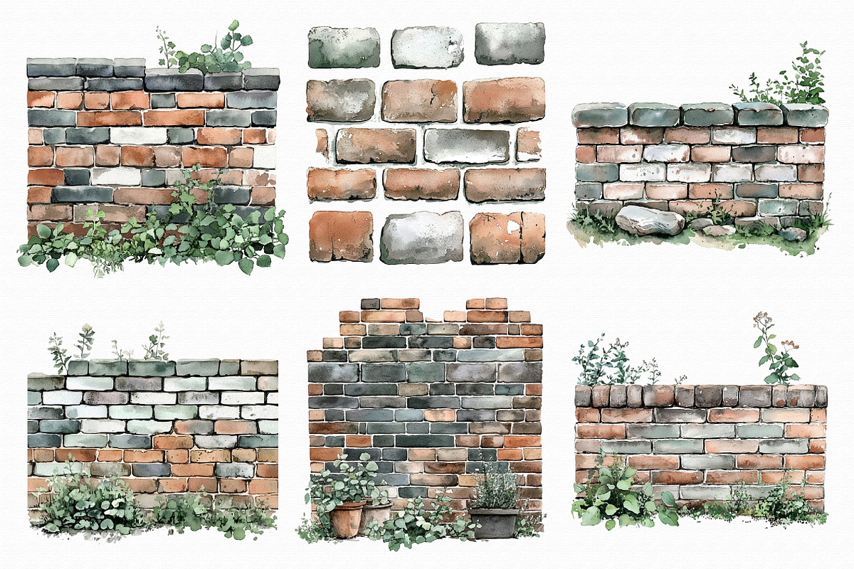 Brick Wall Borders Clipart, an Illustration by Libby Wishes (Photo 3 of 5)