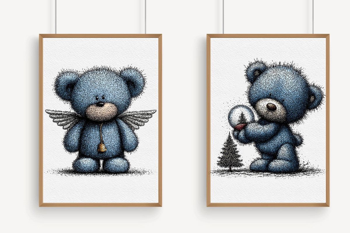 Christmas Ice Blue Teddy Bear Clipar, an Illustration by Libby Wishes (Photo 3 of 7)