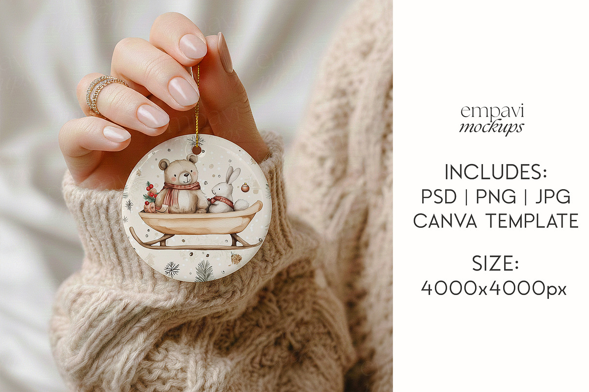 Christmas Ornament Mockup, a Merchandise Mockup by EmpaviMockups (Photo 4 of 6)