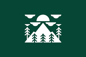 mountain peak summit pine tree logo, a Branding & Logo Template by devastd