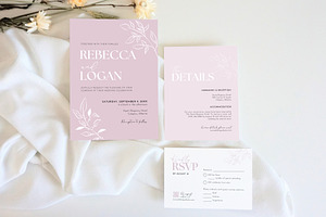 Dusty Rose Wedding Invite Template, an Invitation Template by Cottontail Paper Shop