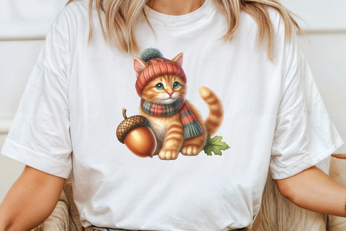 Watercolor Autumn Kitten Clipart, an Illustration by CraftArtStudio (Photo 4 of 6)
