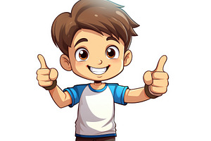 Joyful Cartoon Kid With A Big Thumbs Up - A Generative AI Illust