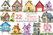 Watercolor House Clipart, an Illustration by Watercolor design (Thumbnail 1 of 4)