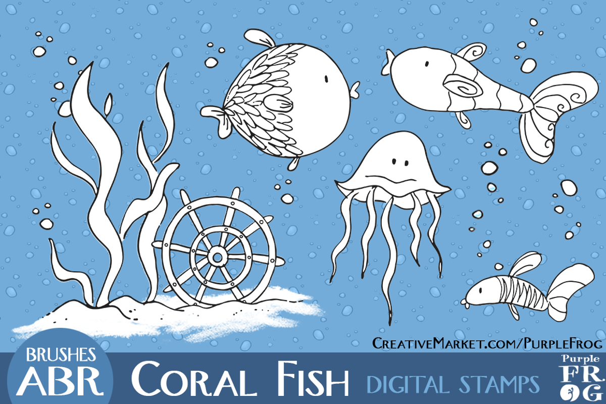 CORAL FISH - Stamps / Brushes, an Outline Icon by Purple Frog (Photo 2 of 3)