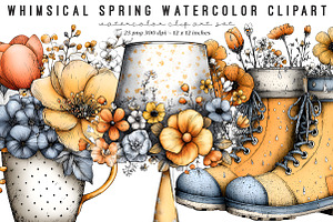 Spring Watercolor Clipart Bundle, an Illustration by SinaCreation