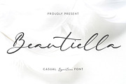 Beautiella - Casual Signature Script, a Script Font by Almarkhatype (Thumbnail 1 of 10)