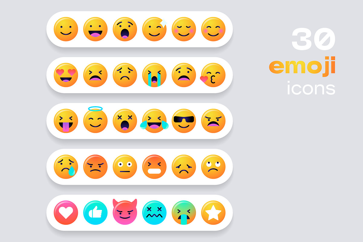 Emoticons emoji reactions, an Illustration by karnofff (Photo 3 of 4)