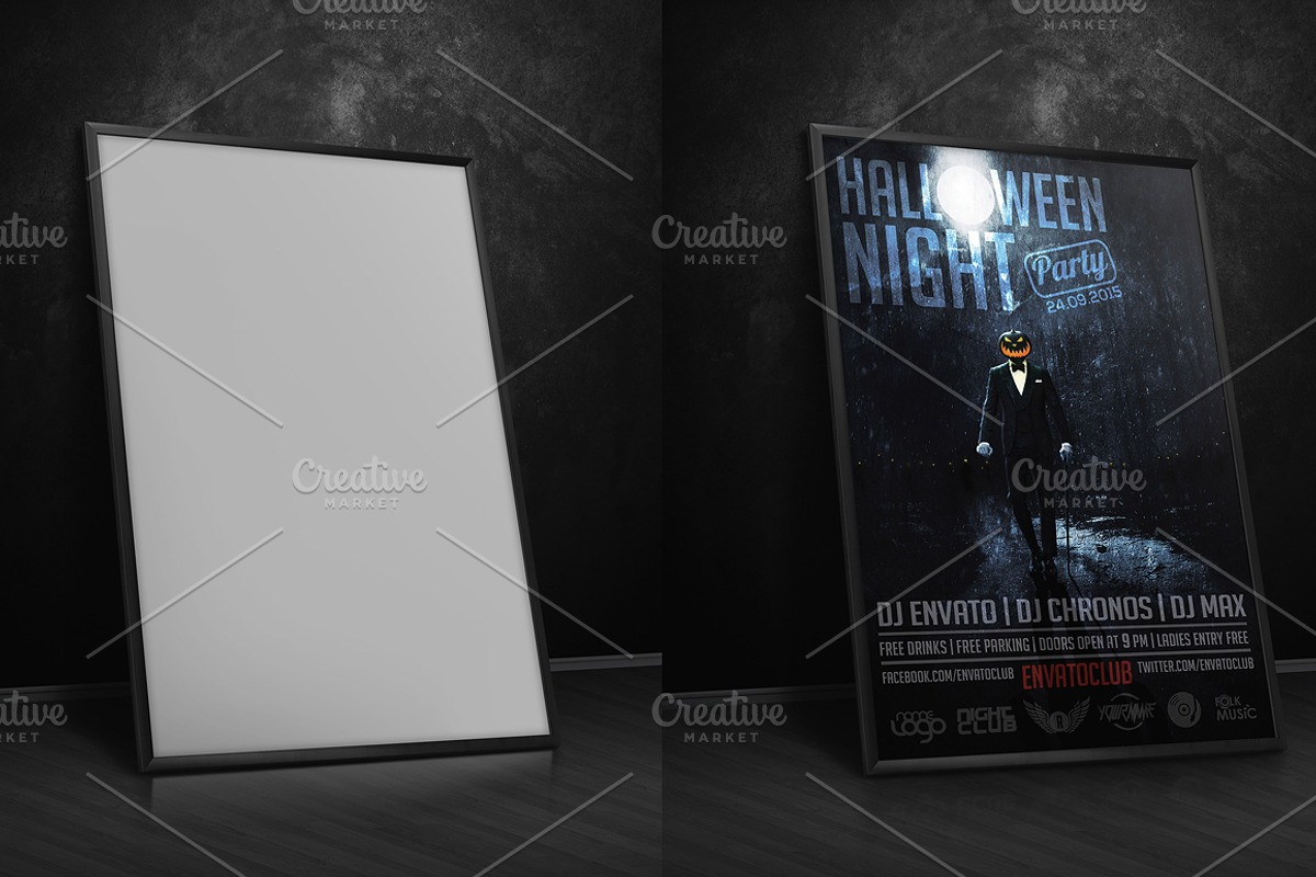Dark Poster Mockup, a Print Template by CREATIVE DUDE (Photo 3 of 6)