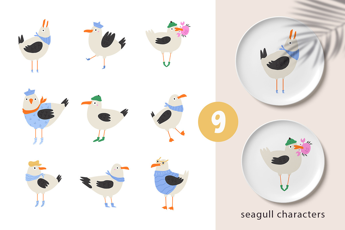 Funny Seagulls - Hand Drawn Set, an Animal Illustration by danceyourlife (Photo 2 of 7)
