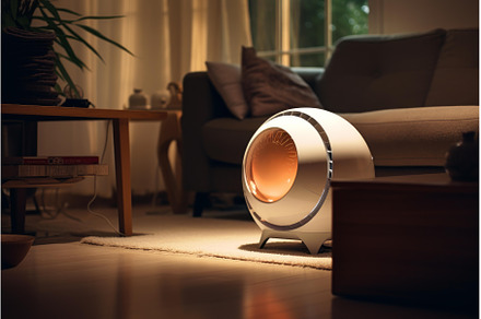 Modern air purifier operating in, a Technology Photo by Ylivdesign