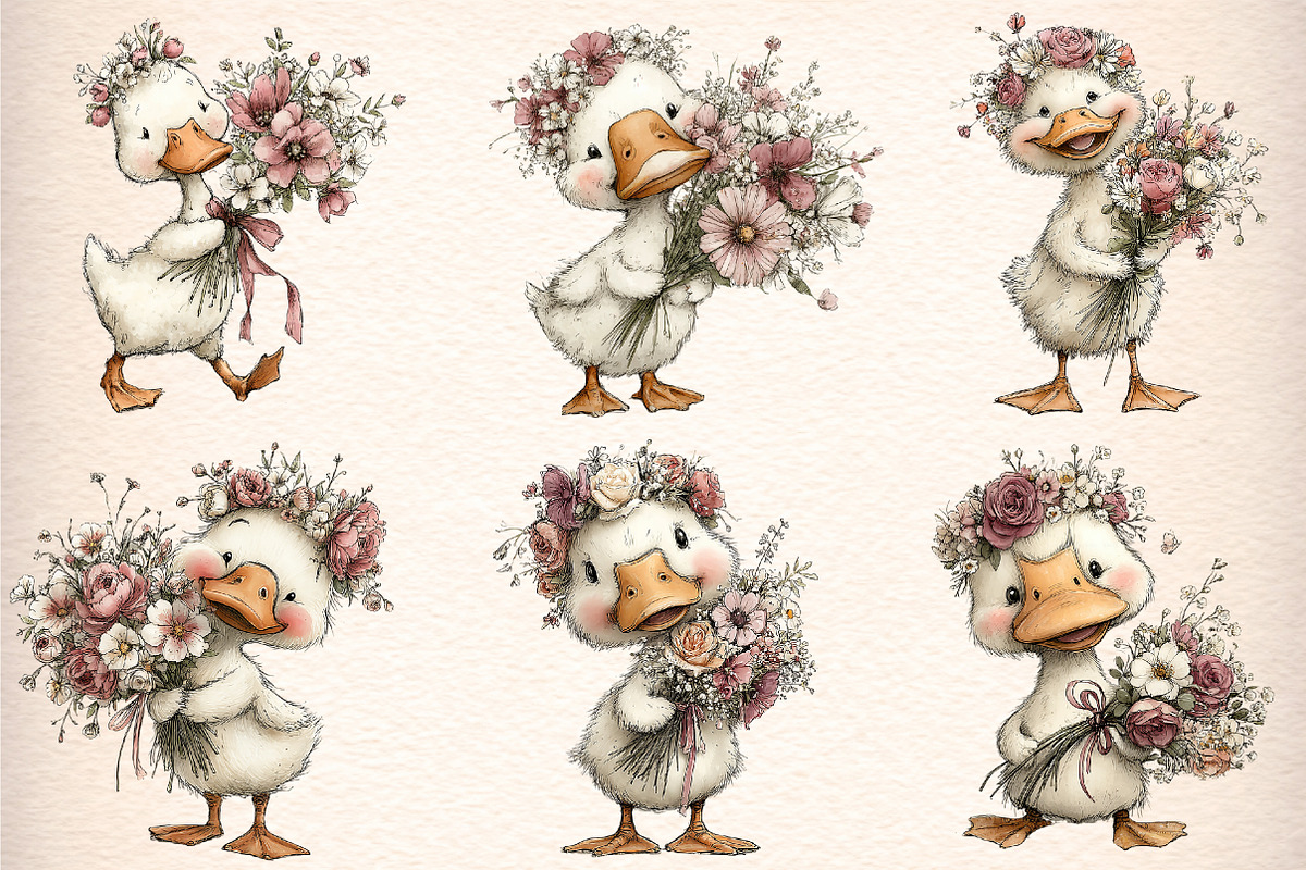 whimsical spring goose clipart, an Illustration by GatewayDesign (Photo 2 of 7)