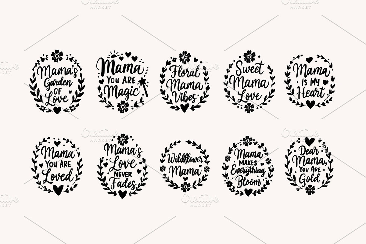 Floral Mama SVG Bundle, an Object Graphic by KAZ by IanMikraz Studio (Photo 4 of 5)